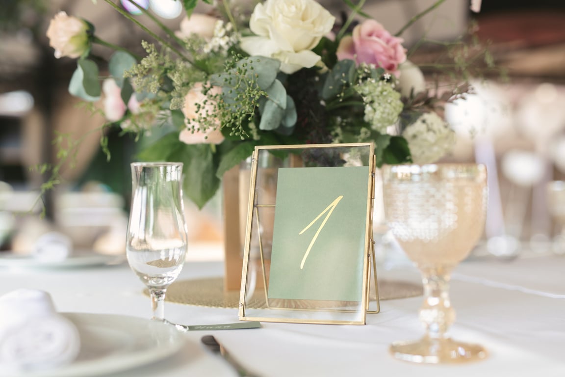 Guest Table Number. Wedding Table in the Restaurant